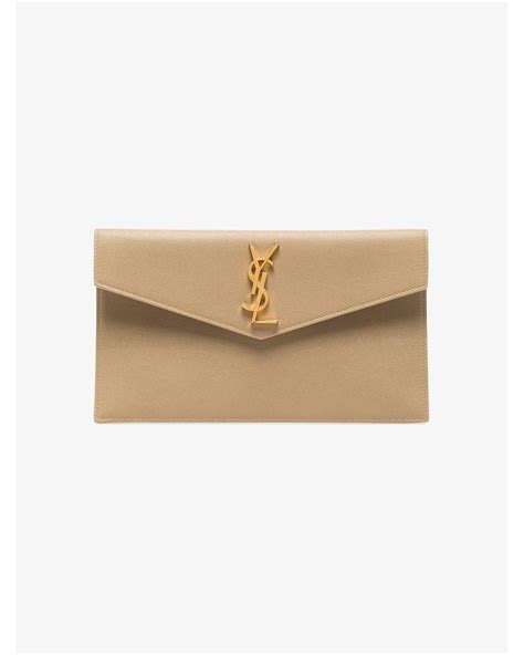 ysl uptown pouch saks|YSL uptown pouch dark beige.